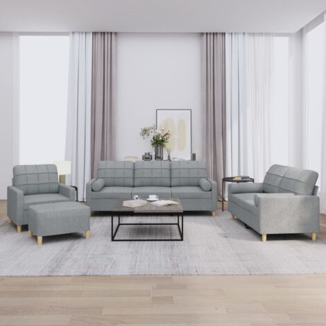 Ensemble de canapés 4 pcs coussins gris clair tissu vidaXL