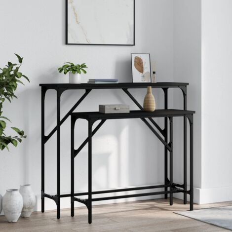 vidaXL Tables console 2 pcs noir bois d'ingénierie (1/5)