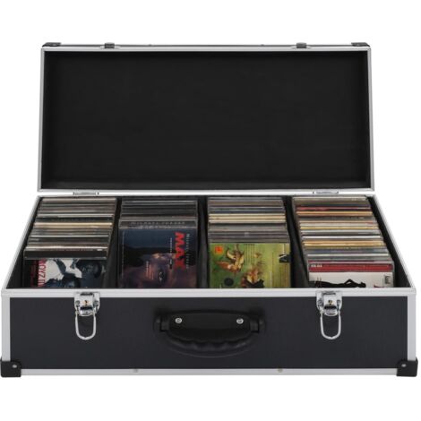 Vidaxl – Étui de CD pour 80 CD – Aluminium et ABS noir – Dimensions 56,5 x 29,5 x 18,5 cm – Verrouillable avec coins renforcés