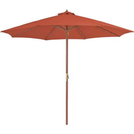 Parasol d'extérieur avec mât en bois 300 cm terre cuite vidaXL