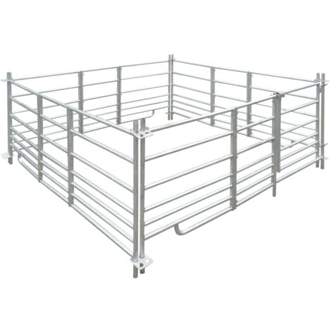 Vidaxl – Enclos pour moutons 4 panneaux – Acier galvanisé – Dimensions 183 x 183 x 92 cm – 1 panneau avec porte – 8 connecteurs métalliques