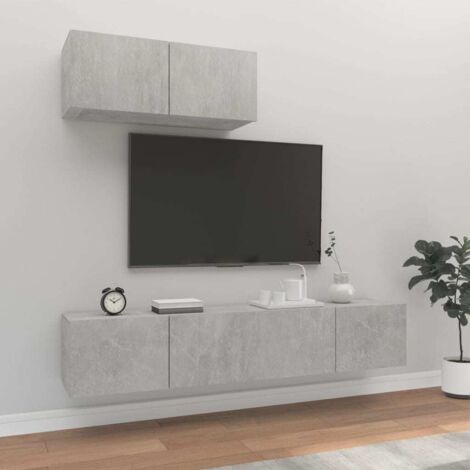 Ensemble de meubles TV 3 pcs Gris béton Bois d'ingénierie vidaXL