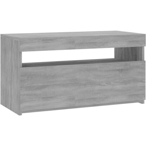 vidaXL Meuble TV avec lumières LED Sonoma gris 75x35x40 cm