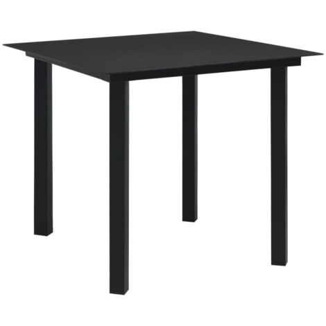 Table à manger de jardin Noir 80x80x74 cm Acier et verre vidaXL (1/4)