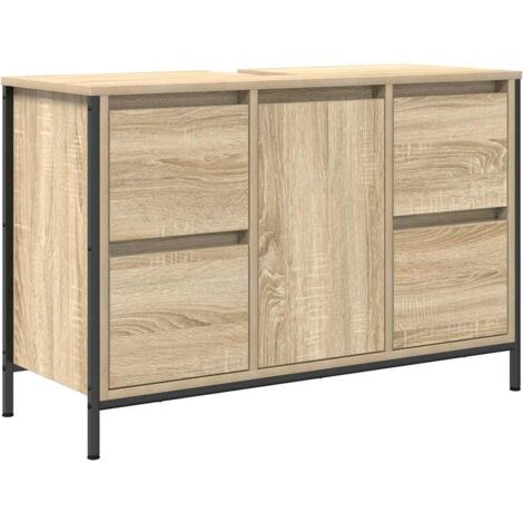 Vidaxl – Meuble sous-vasque avec tiroirs chêne sonoma 90x34,5x60 cm – Installation personnalisable – Matériau résistant à l'humidité – Grand espace de rangement