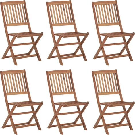 Chaises pliables d'extérieur lot de 6 Bois d'acacia solide vidaXL