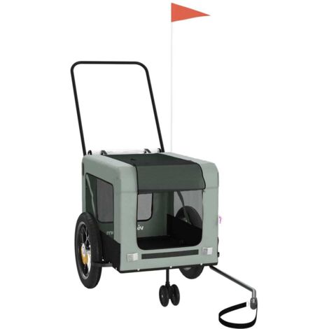vidaXL Pet Bike Trailer Grey and Black Oxford Fabric and Iron
