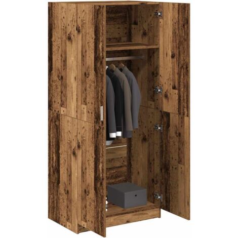 Vidaxl – Armoire en bois d'ingénierie 80x52x180 cm – 2 portes avec barre de penderie – Résistante à l'humidité et à la déformation
