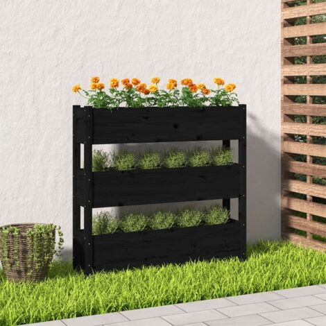 Jardinière Noir 112x25x104,5 cm Bois massif de pin vidaXL (1/5)