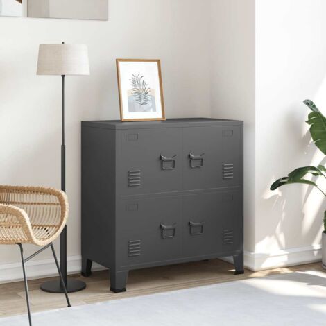Vidaxl – Coffre de chantier en acier anthracite 75x40x80 cm – 1 étagère 20 kg – Avec porte-étiquettes et orifices d'aération