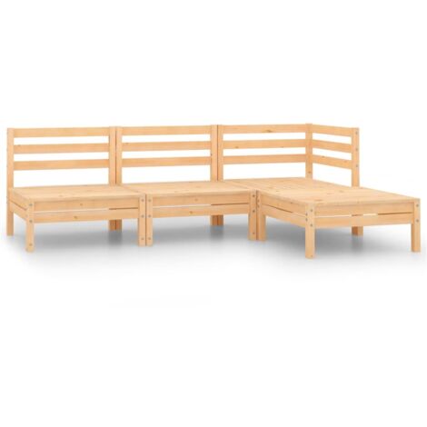 Vidaxl – Canapé de jardin 4 places en bois massif de pin – Résistant aux intempéries – Design modulaire pour terrasse et jardin