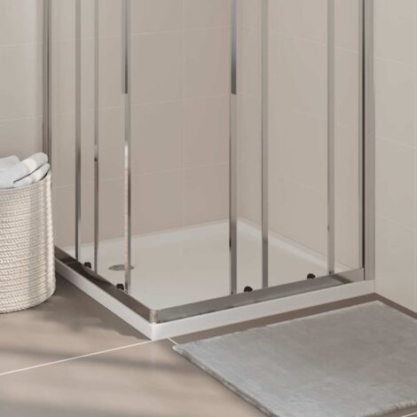 Vidaxl – Receveur de douche à poser carré 80x80 cm – ABS renforcé fibre de verre – Seuil bas pour accès facile – Drain standard 9 cm