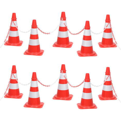 Ensemble de cônes avec 10 m de chaîne Rouge et blanc vidaXL