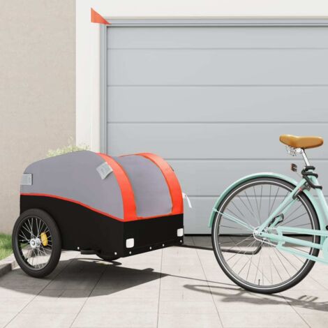 Remorque de vélo noir et orange 45 kg fer vidaXL889295