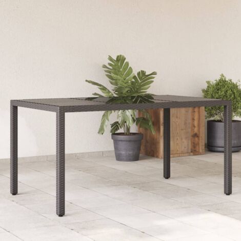 Table de jardin dessus en verre Noir 150x90x75cm Résine tressée vidaXL (1/5)