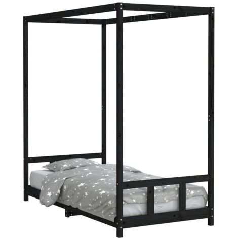 Cadre de lit pour enfants noir 90x190 cm bois de pin massif vidaXL (1/5)
