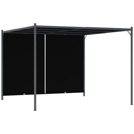 Vidaxl – Pergola de jardin rétractable 3x3 m – Tissu polyester résistant aux intempéries – Cadre en acier enduit de poudre – Design ajustable (1/5)