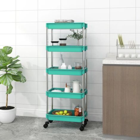 vidaXL Chariot de cuisine 5 niveaux Turquoise 42x29x128 cm Fer et ABS (1/5)