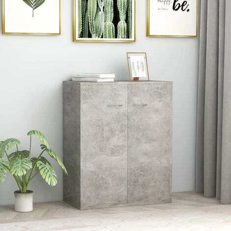 Vidaxl – Buffet en bois d'ingénierie gris béton 60x30x75 cm – 2 compartiments de rangement – Idéal pour espaces modernes