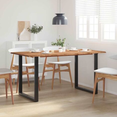 Vidaxl – Table de salle à manger en acacia massif 154x80x76 cm – Style industriel – Pieds en acier – Unique et robuste
