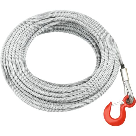 Vidaxl – Câble métallique 20 m 8 mm – Charge 800 kg – Acier galvanisé – Crochet élingue de sécurité inclus – Pour levage et bricolage intensif