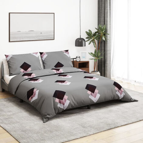 vidaXL Ensemble de housse de couette Gris 155x220 cm Coton (1/5)
