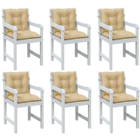 vidaXL Coussins de chaise à dossier bas lot de 6 beige mélangé tissu