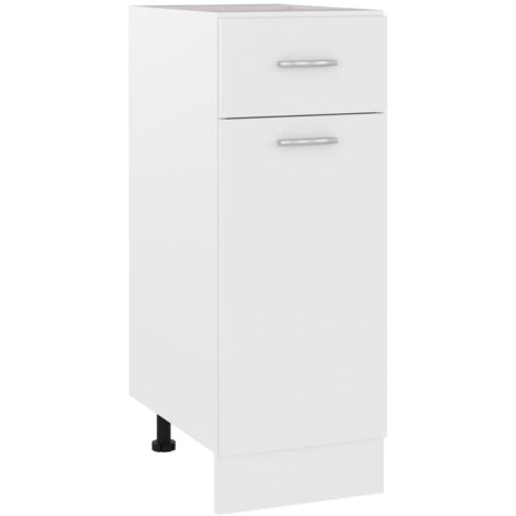 Vidaxl – Armoire de plancher à tiroir blanc 30x46x81,5 cm – Aggloméré durable – 2 étagères et tiroir – Fixation murale incluse