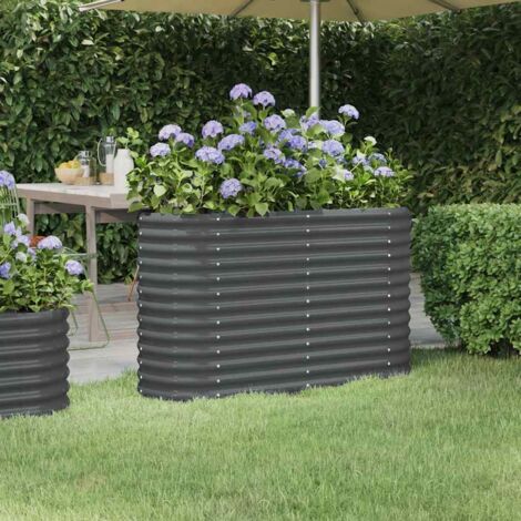 Vidaxl – Lit surélevé de jardin en acier galvanisé anthracite – Dimensions 114 x 40 x 68 cm – Résistant aux intempéries – Pour plantes et légumes