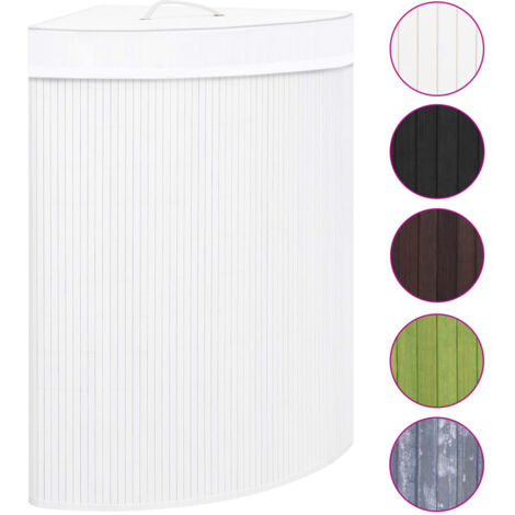 Vidaxl – Panier à linge d'angle en bambou blanc 60 L – Doublure amovible en tissu – Dimensions 52,3 x 37 x 65 cm – Léger et pliable - vidaXL75637
