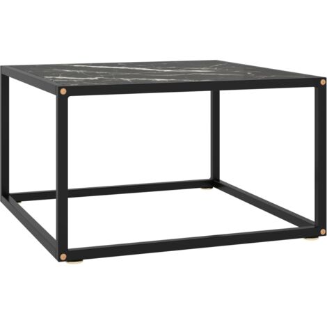 vidaXL Table basse Noir avec verre marbre noir 60x60x35 cm