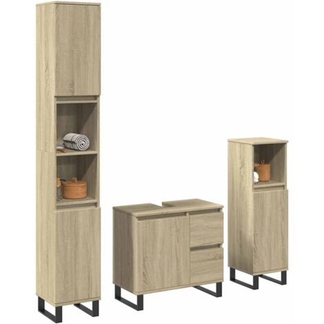 Ensemble de meubles de salle de bain 3 pcs chêne sonoma vidaXL (1/5)
