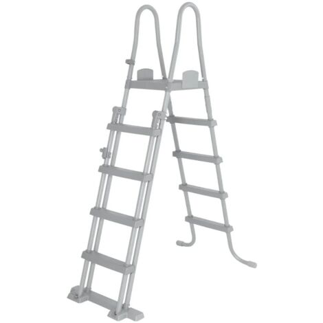 Bestway – Échelle de piscine de sécurité 4 marches – Acier robuste – Marches antidérapantes – Ajustable pour piscines jusqu'à 132 cm