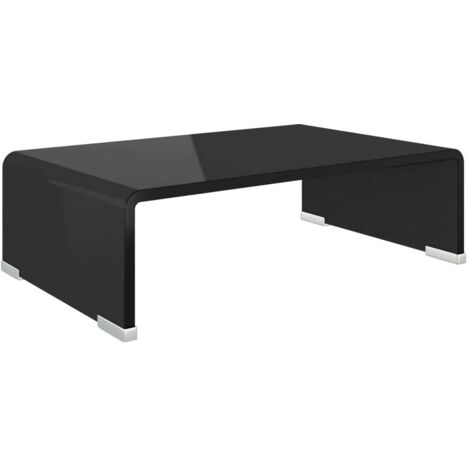 vidaXL Meuble TV/support pour moniteur 40x25x11 cm verre noir (1/5)