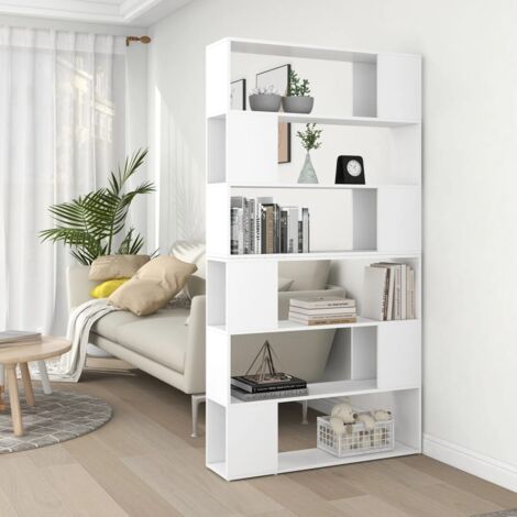 Vidaxl – Bibliothèque séparateur de pièce blanc 100x24x188 cm – Bois d'ingénierie – Compartiments spacieux pour livres et objets décoratifs