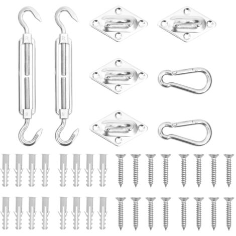 Vidaxl – Jeu d'accessoires de voile d'ombrage 8 pcs – Acier inoxydable – Œillets de fixation et mousquetons inclus – Pour installation facile