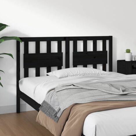 vidaXL Tête de lit Noir 145,5x4x100 cm Bois massif de pin (1/5)