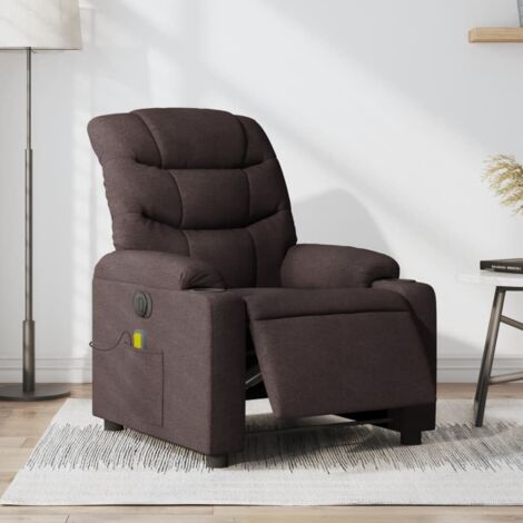 Fauteuil de massage inclinable électrique Marron foncé Tissu vidaXL