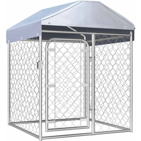 Vidaxl – Chenil extérieur avec toit 100 x 100 x 125 cm – Acier galvanisé résistant aux intempéries – Sécurisé avec porte verrouillable