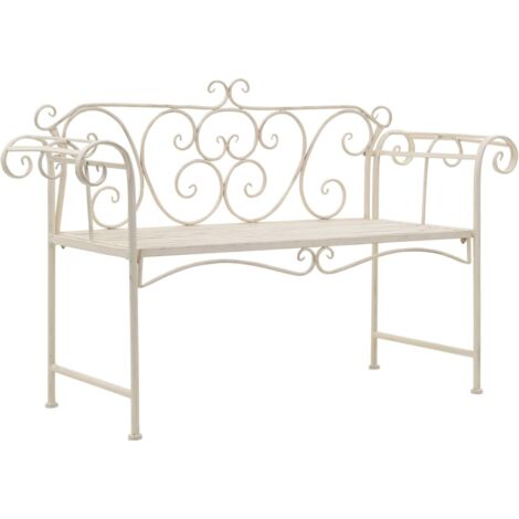 vidaXL Banc de jardin 132 cm Métal Antique Blanc (1/5)