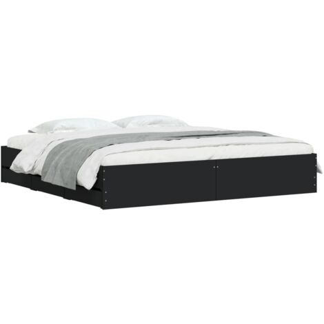 Cadre de lit avec tiroirs sans matelas noir 200x200 cm vidaXL