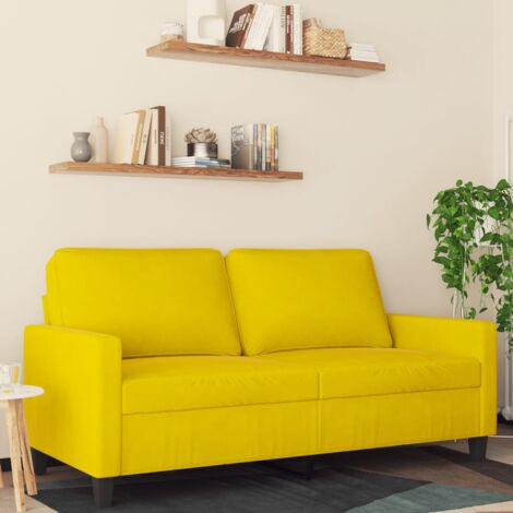 Canapé à 2 places Jaune 140 cm Velours vidaXL27985