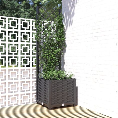 Jardinière de jardin avec treillis Noir 40x40x136 cm PP vidaXL