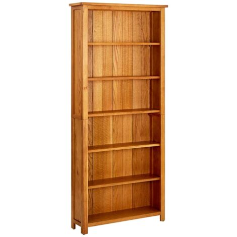 Vidaxl – Bibliothèque en bois de chêne massif 80x22,5x180 cm – 6 étagères – Assemblage facile – Charme rustique pour bureau ou salon