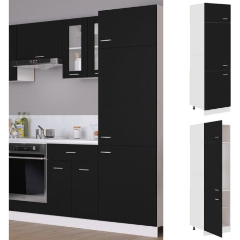 Vidaxl – Armoire de rangement noir 60x57x207 cm en aggloméré – Optimise l'espace de cuisine – Facile à nettoyer – Assemblage requis