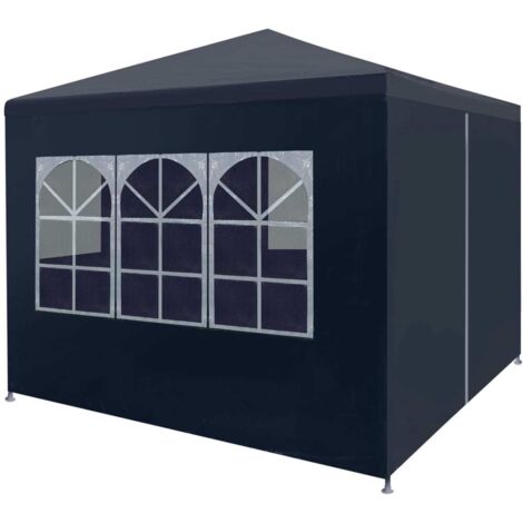 Vidaxl – Tente de réception 3 x 3 m bleu – Panneaux latéraux avec fenêtres – Résistante aux UV et à l'eau – Cadre en acier durable