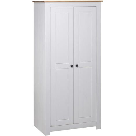 Vidaxl – Penderie blanche 80x50x171,5 cm en pin massif – Compartiment avec barre de penderie – Étagère fixe pour chaussures et accessoires (1/5)