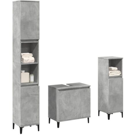 vidaXL Ensemble de meubles de salle de bain 3 pcs gris béton (1/5)