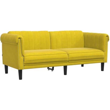 Canapé à 2 places jaune velours vidaXL (1/6)