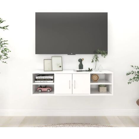 vidaXL Étagère murale Blanc 102x30x29 cm Bois d’ingénierie (1/5)